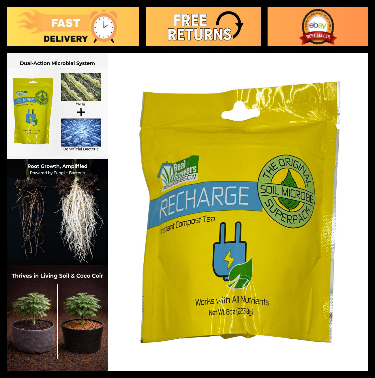 Mycorrhizae Soil Microbe Inoculant 8oz | Boost Nutrient Uptake & Root Growth