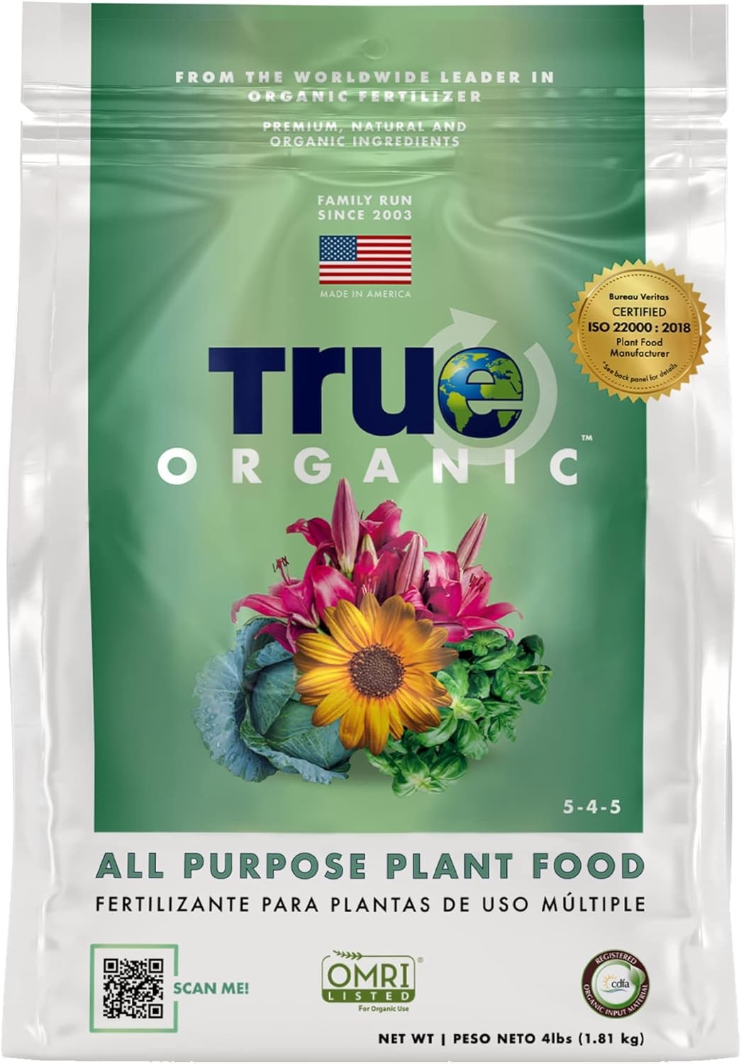 True Organic All Purpose Plant Food – Organic Fertilizer for Fruits, Vegetables,