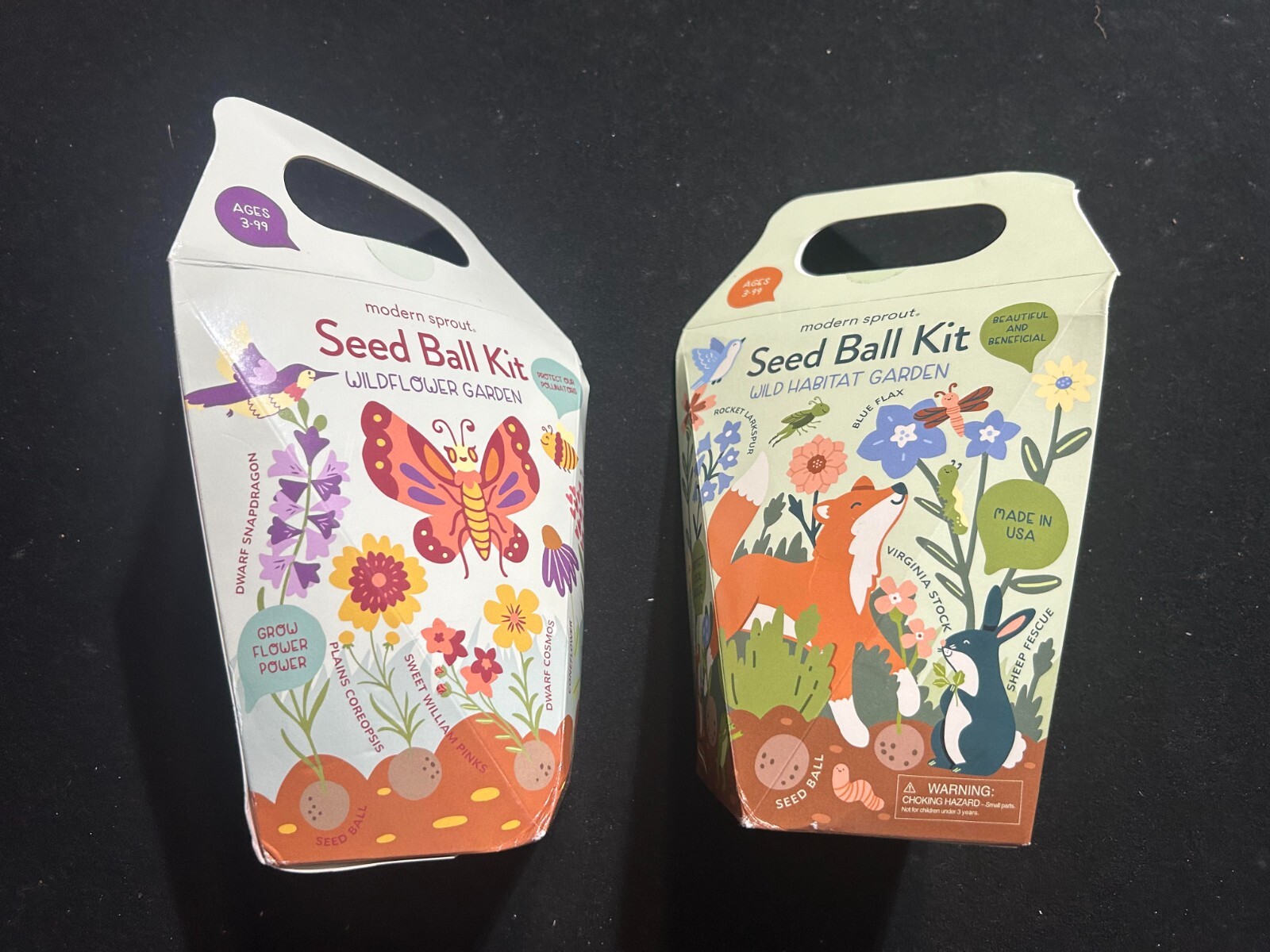 Lot 2 Modern Sprout Seed Ball Kits 1x WILD FLOWER GARDEN 1x WILD HABITAT GARDEN