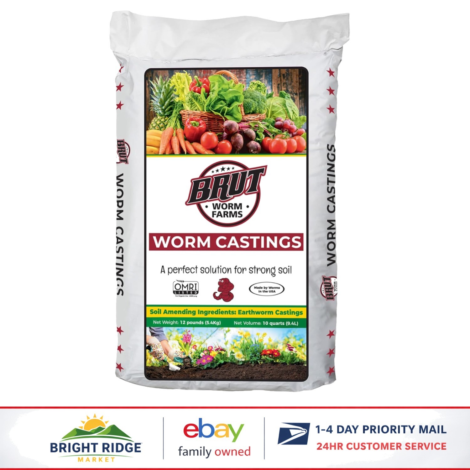 Certified Organic Worm Castings, 12 LB Granules for Healthy Plant Development