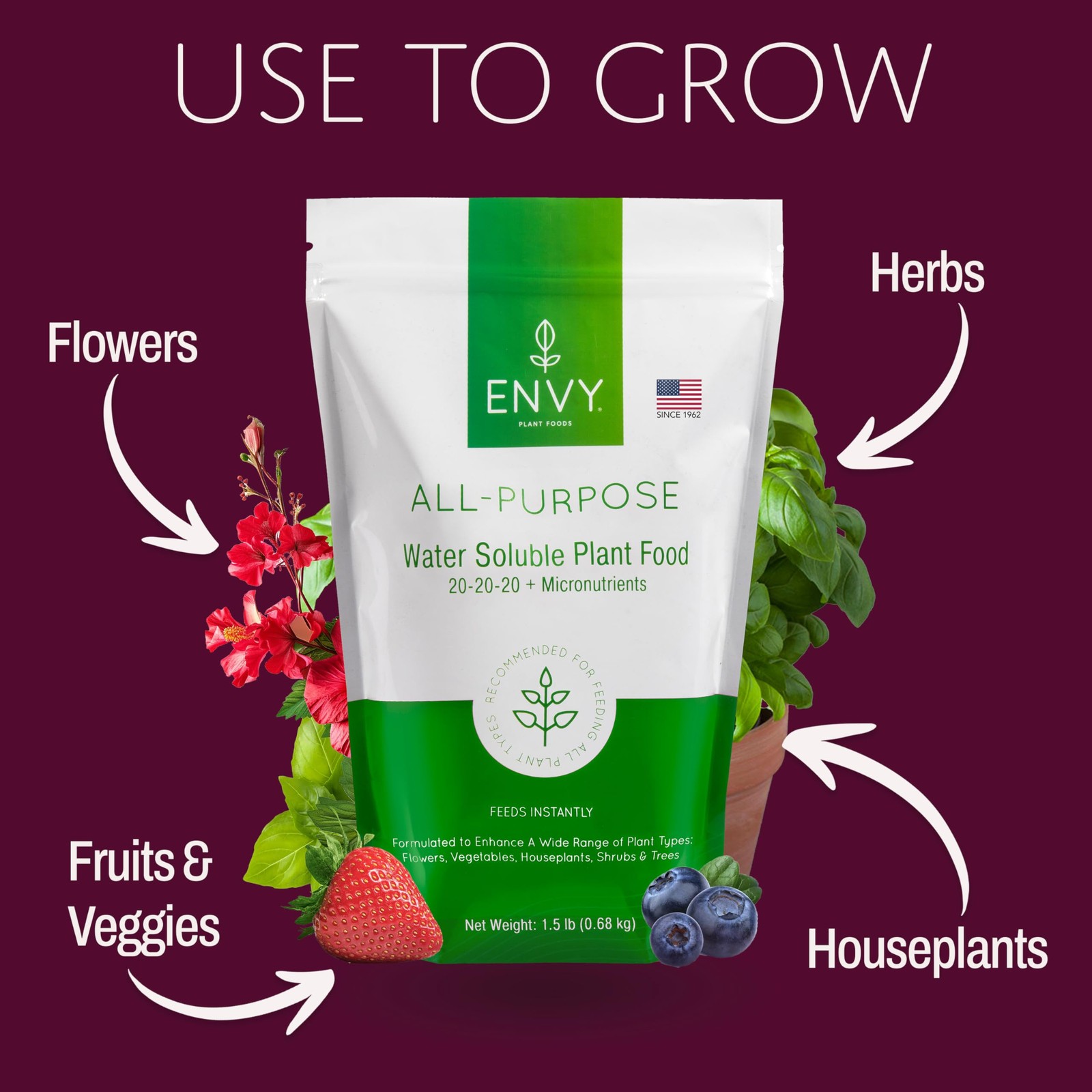 ENVY All-Purpose Plant Fertilizer, 3 Pound – Makes 300 Gallons, for Indoor an…