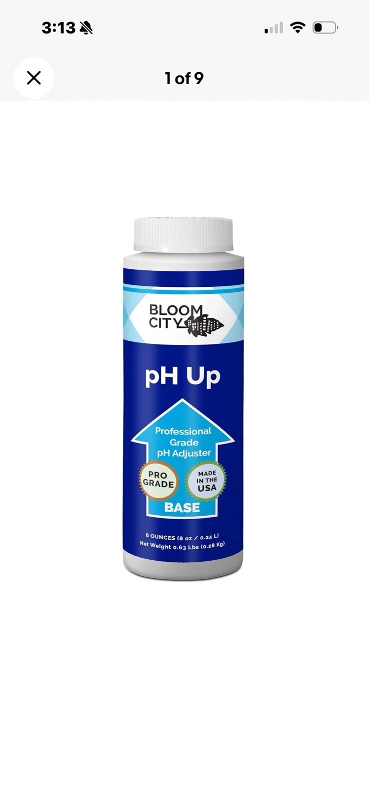 Bloom City pH Up Adjuster Liquid Fertilizer, Made in USA, Professional Grade