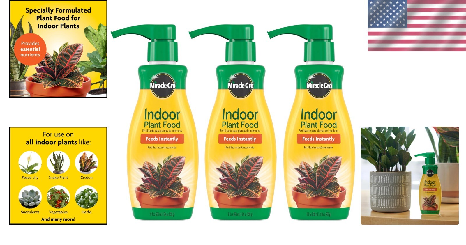 Houseplant Food 8 oz. – Set of 3 Liquid Nutrients for Thriving Indoor Plants
