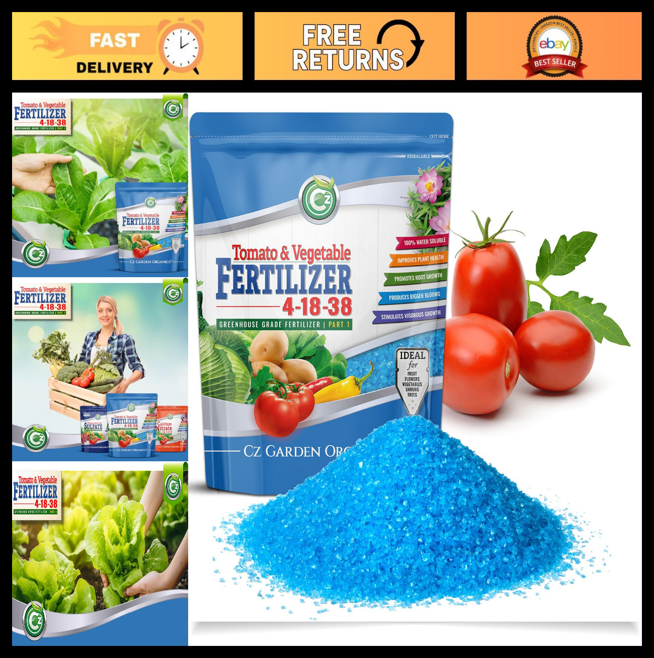 100% Water Soluble 4-18-38 Fertilizer for Hydroponics & Soil – Super Concentrate