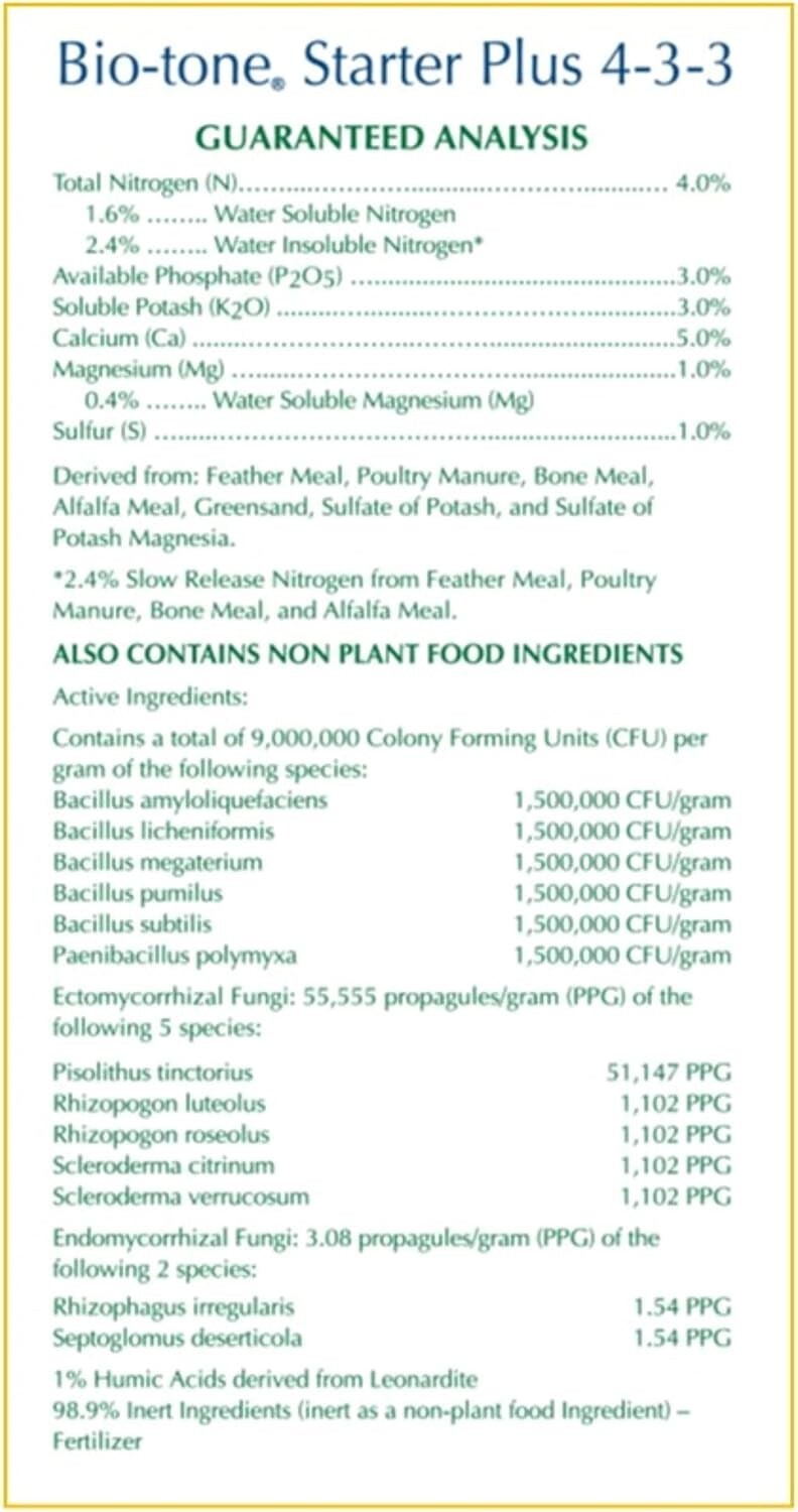 Organic -Tone Starter Plus – Superior Plant Growth with Mycorrhizae, 8 lbs