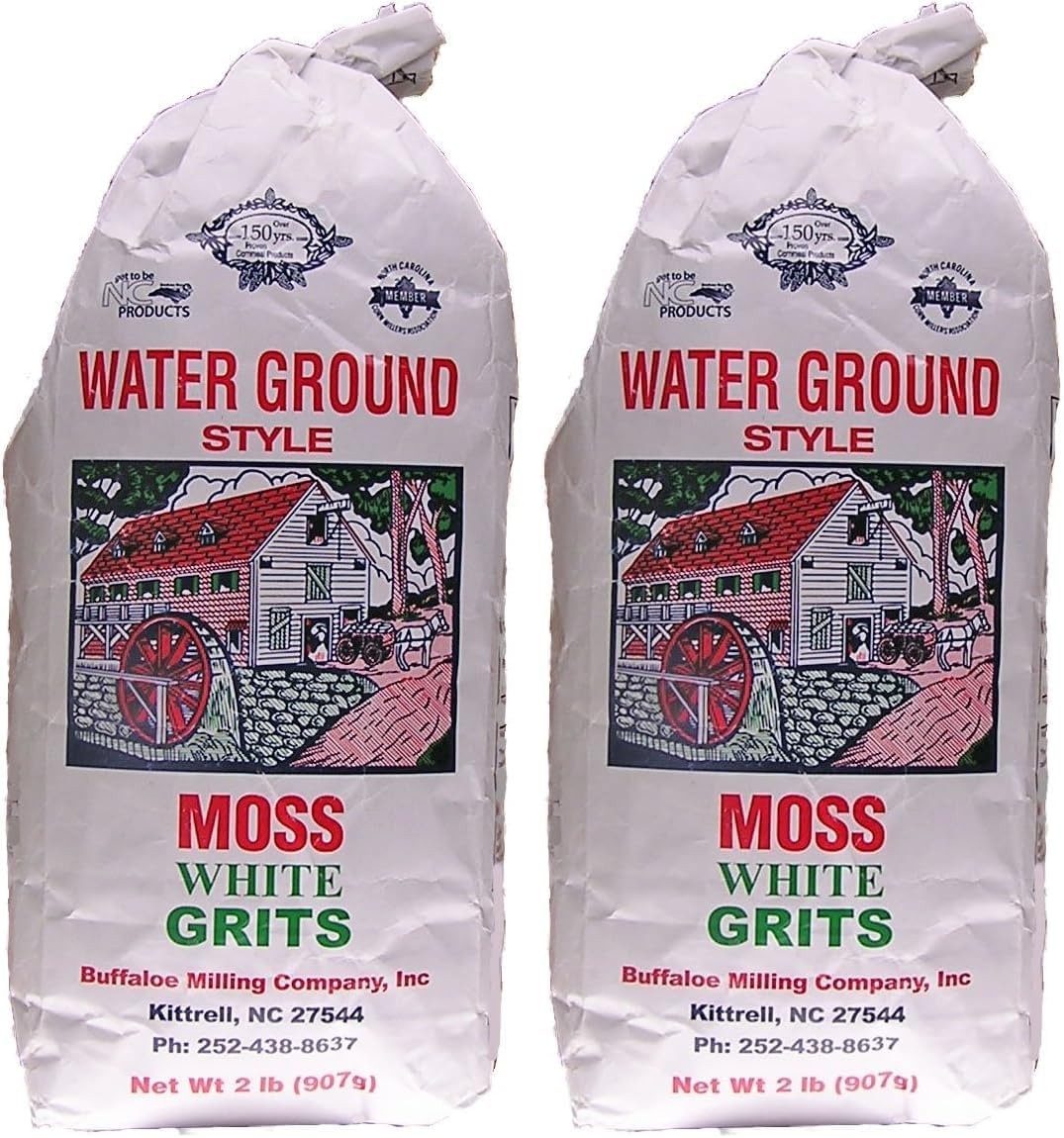 Moss Water Ground White Corn Grits 2 Lbs (Pack of 2)
