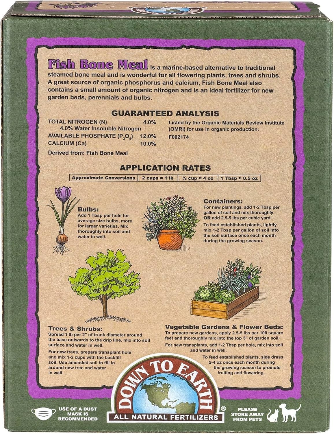 Fish Bone Meal 4-12-0 All-Natural Fertilizer 5 lb Plant Food