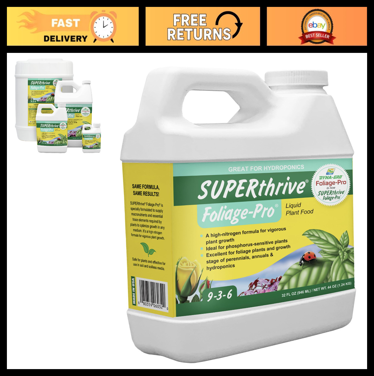 32 oz. Liquid Plant Food 9-3-6 Fertilizer for Healthy Growth & Bloom Boost