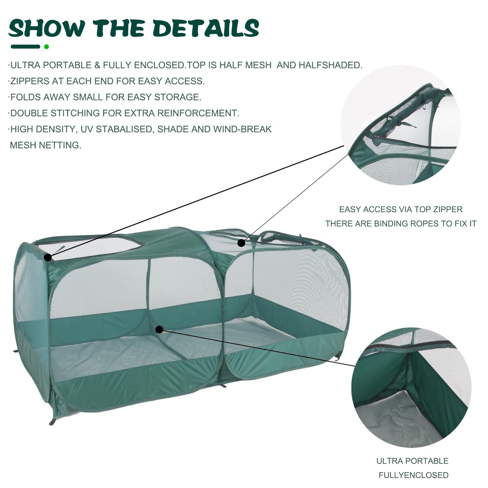 Toboom Foldable Portable Pet Playpen Pop-Up Breathable Mesh Small Animal Cage