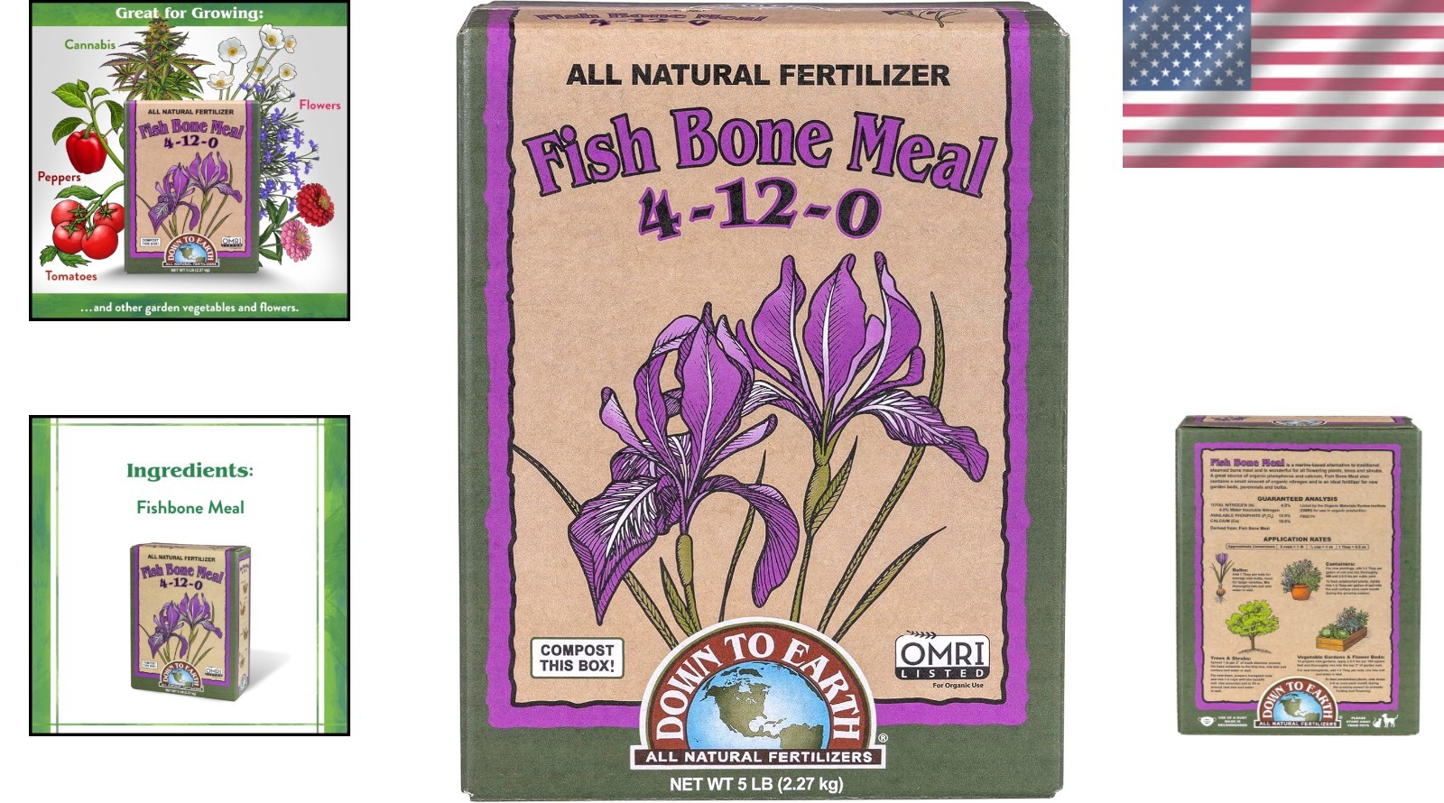 Down To Earth Organic Fish Bone Meal – 5 lb Hydroponic Plant Fertilizer 4-12-0