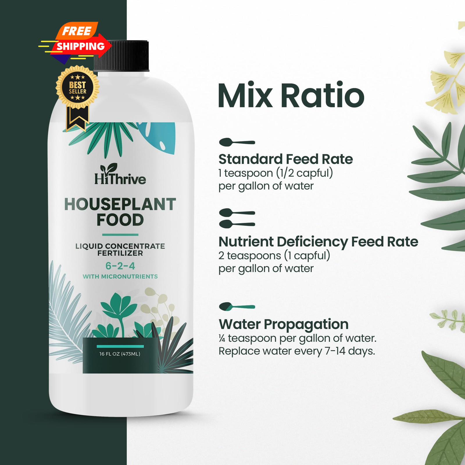 16oz Houseplant Fertilizer, All Purpose Indoor Plant Food – 16 oz (1 Pint)
