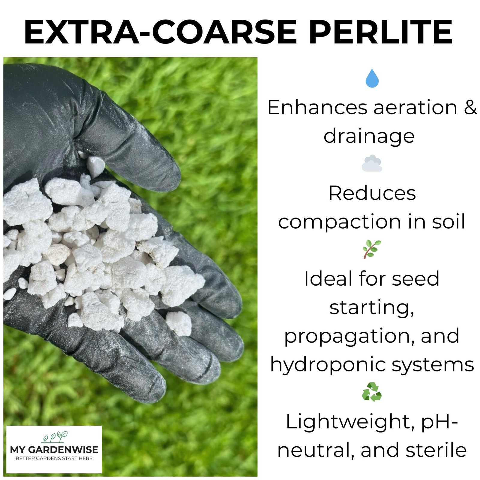 GARDENWISE Perlite for Plants, Extra 3 qt, Extra-Coarse (Grade 4)