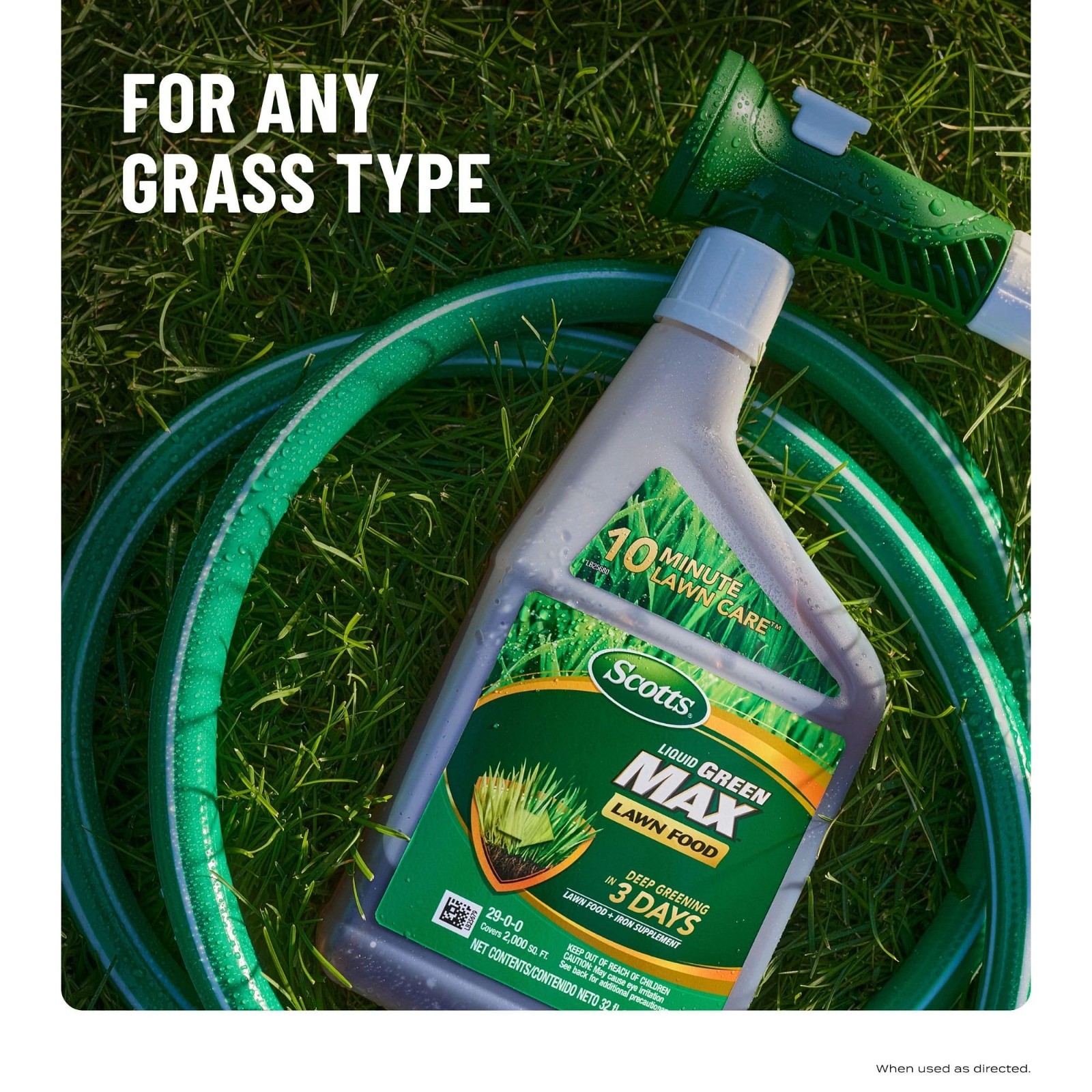 Liquid Lawn Fertilizer & Iron Supplement, 32 oz – All Grass Types, 29-0-0 NPK
