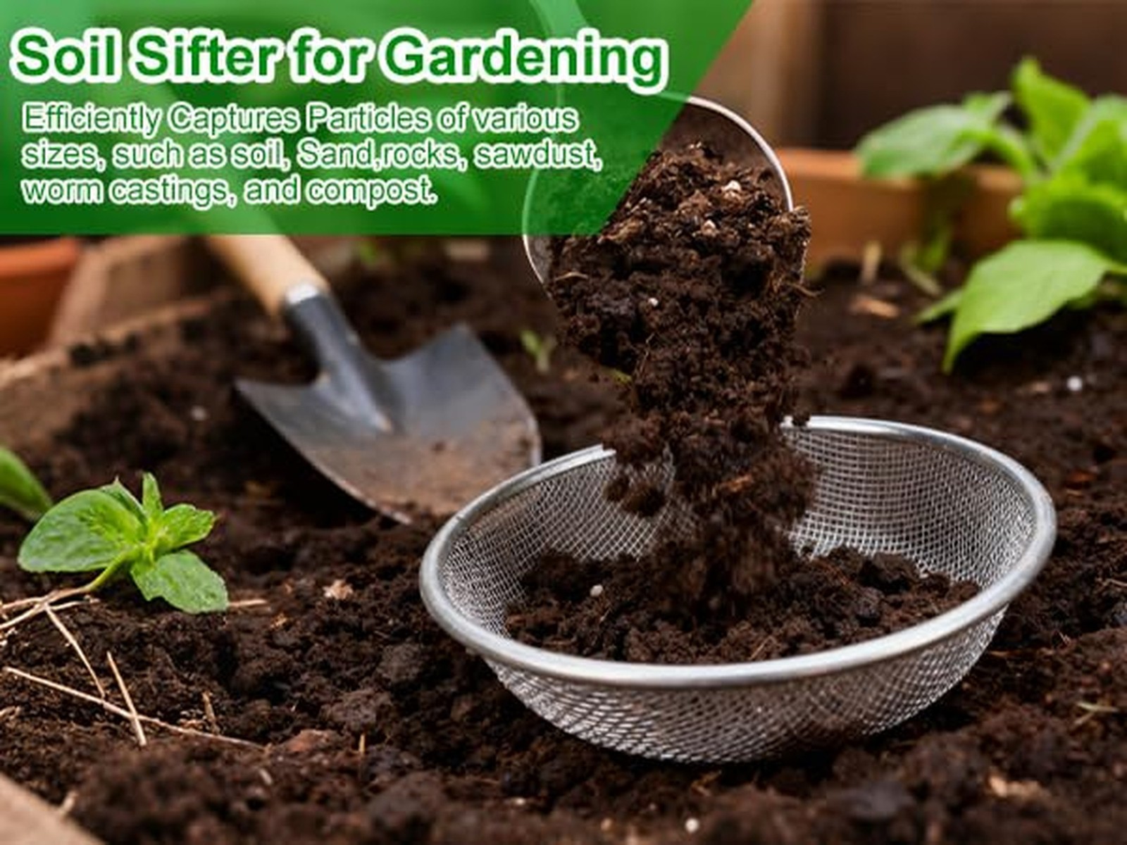 2 Pack Soil Sifter for Gardening – Rock Compost Sand Sifter Fits 5-Gallon Buc…