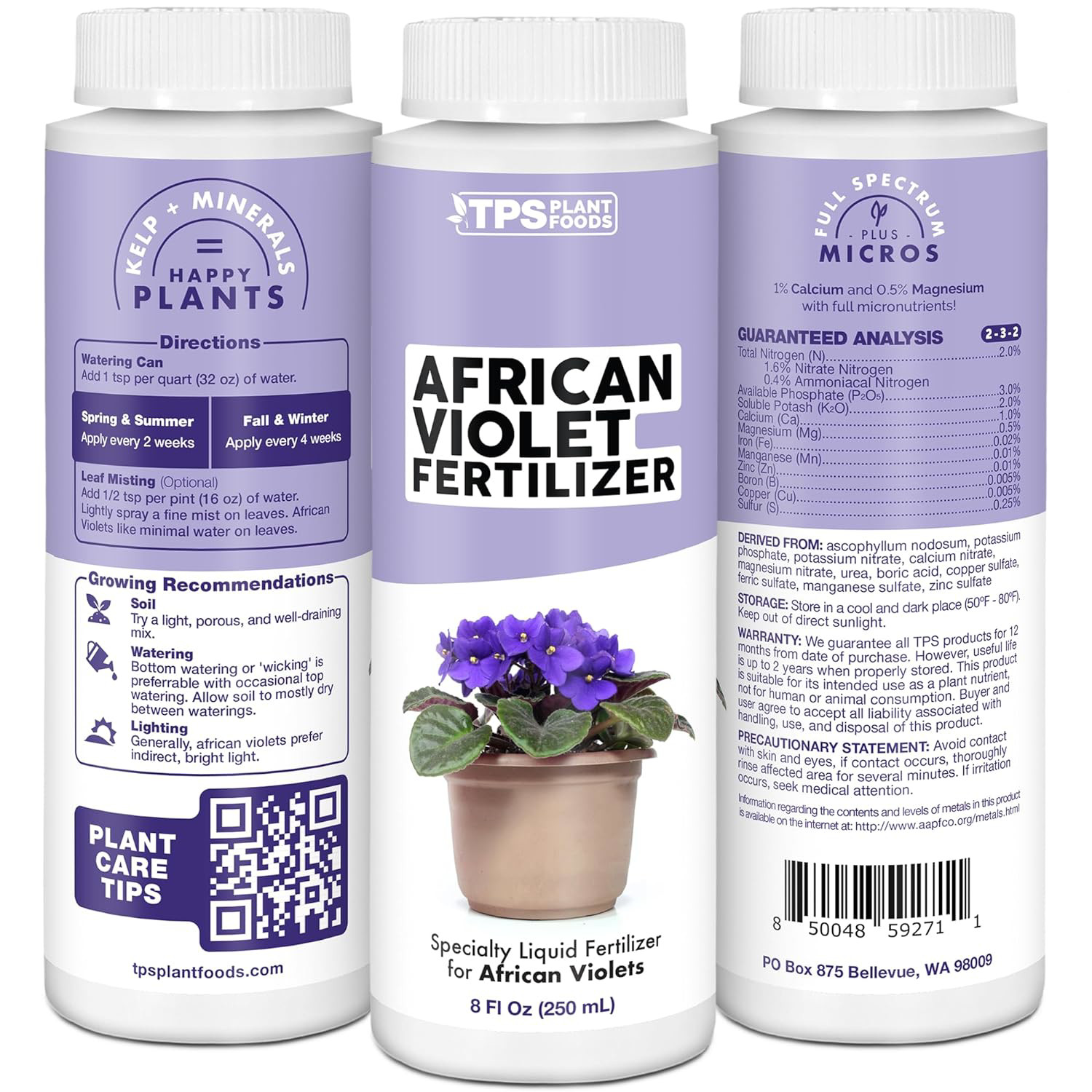 African Violet Fertilizer for Indoor Flowering Plants, Liquid Plant Food 8 oz