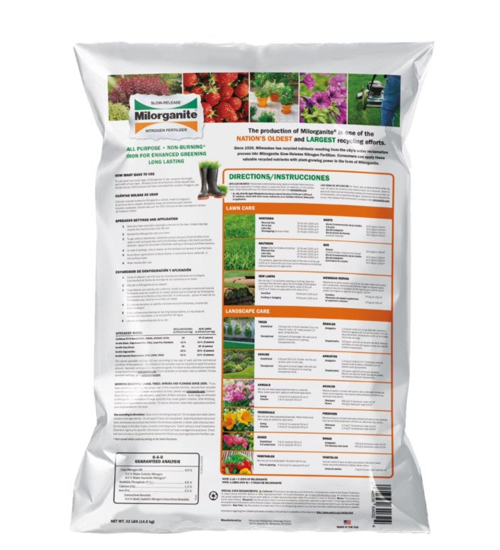 NEW Milorganite Long Lasting All Purpose Lawn Food, 6-4-0 Fertilizer,32 lb – 2P