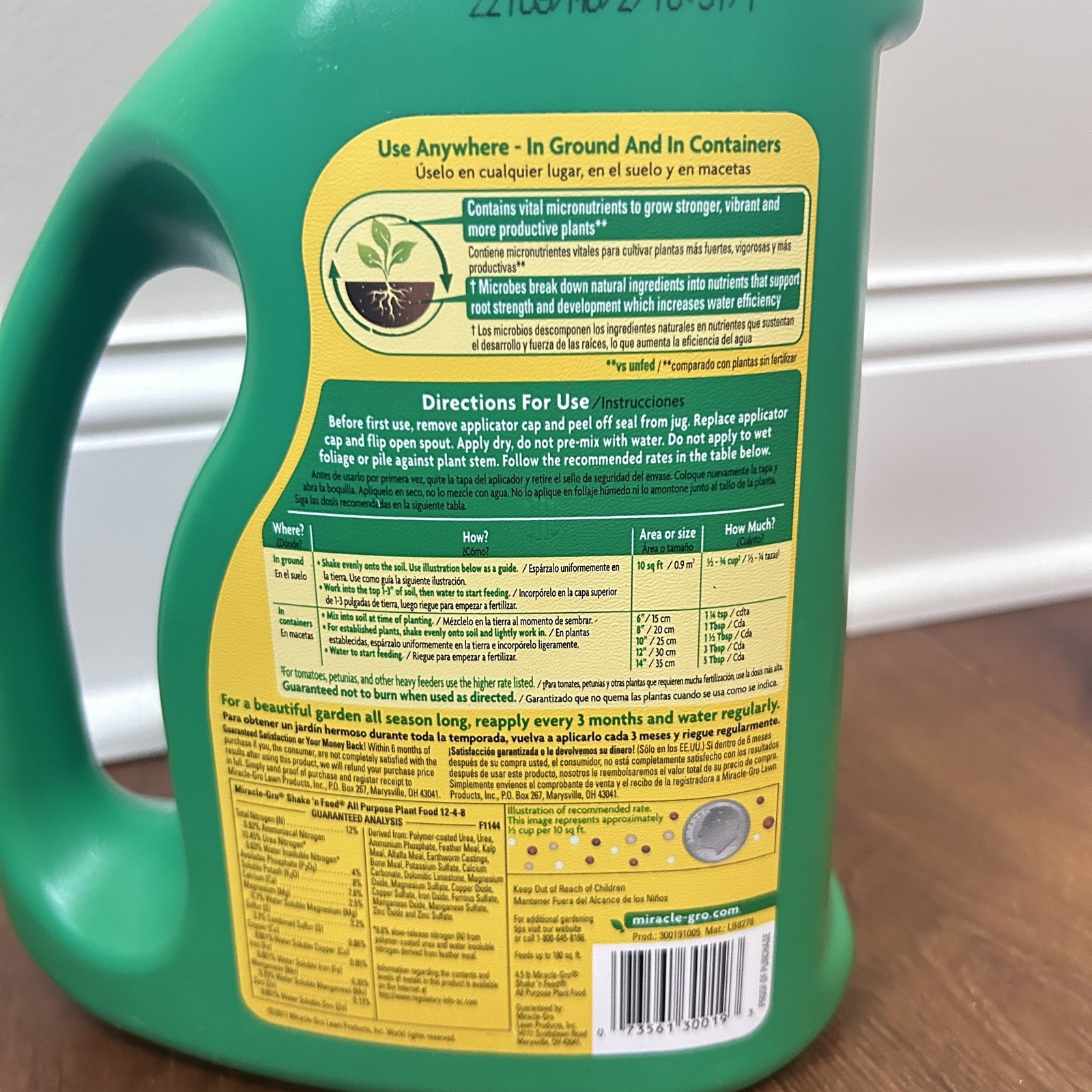 Miracle Gro 4.5lb 12-4-8 Shake & Feed All Purpose Plant Food LB8289 Genuine
