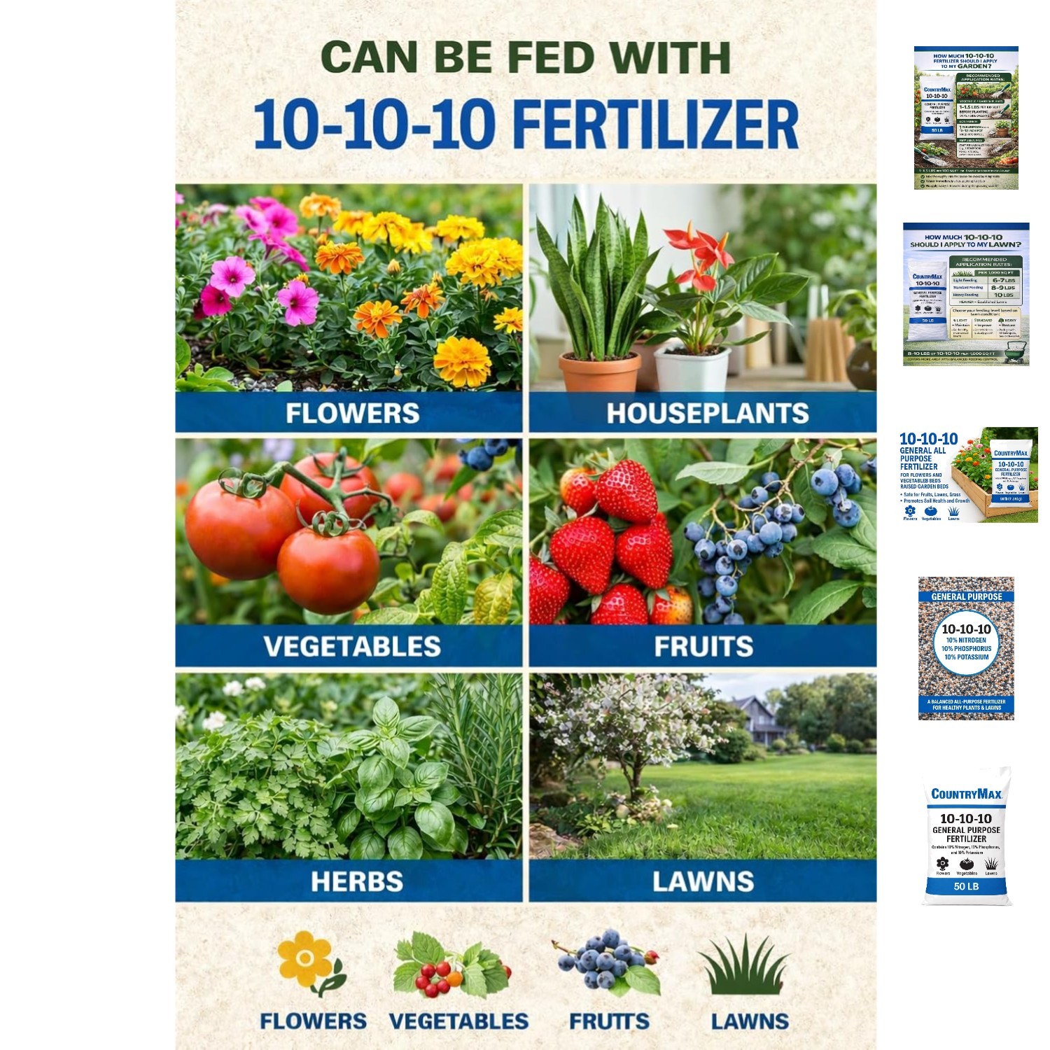 50 lb All-Purpose Fertilizer – Safe for Flowers, Vegetables & Lawns – 10-10-10