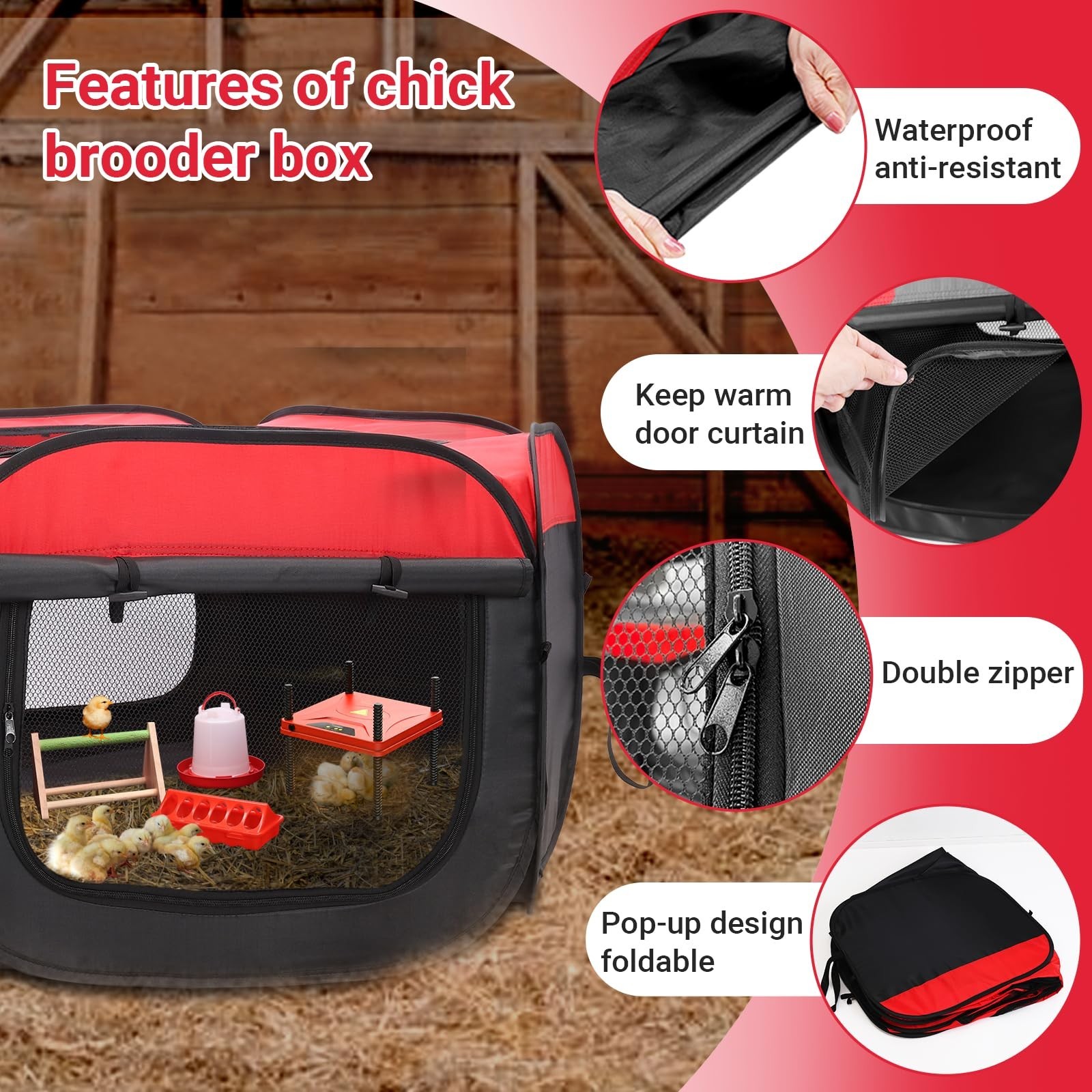 FAMIROSA Brooder Box for Chicks Starter Kit, Pop up and Breathable Chicken Br…