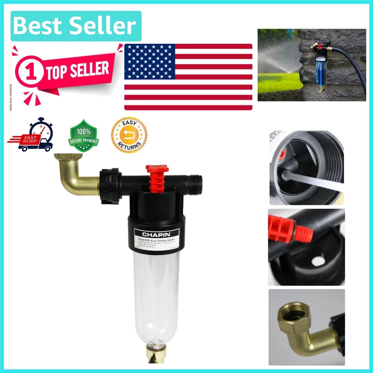 Garden-Ready 16-Ounce HydroFeed Fertilizer Injector – Plastic, Durable Design