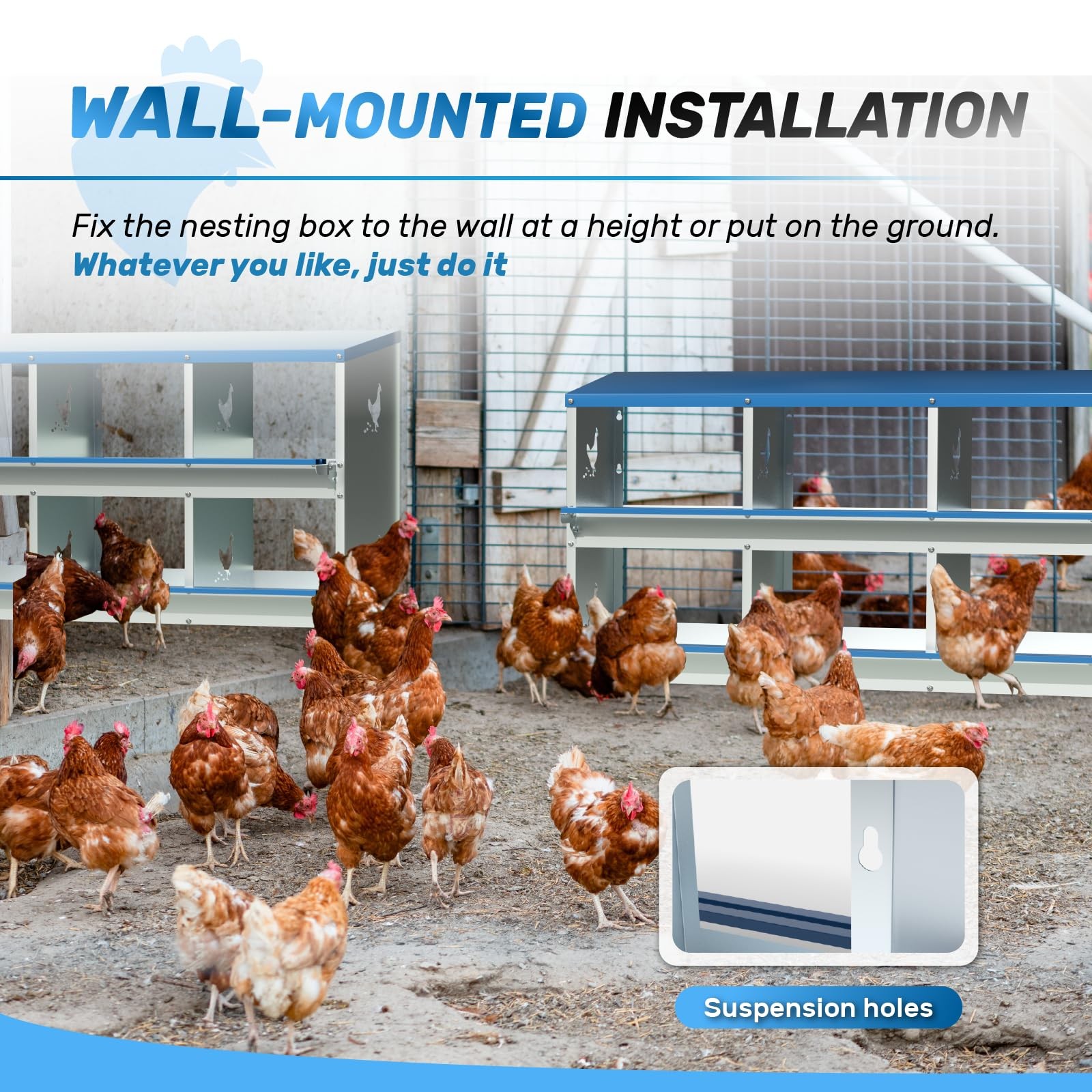 Kinchoix Chicken Nesting 6 Compartments Metal Laying Boxes Chicken Hens Poultry