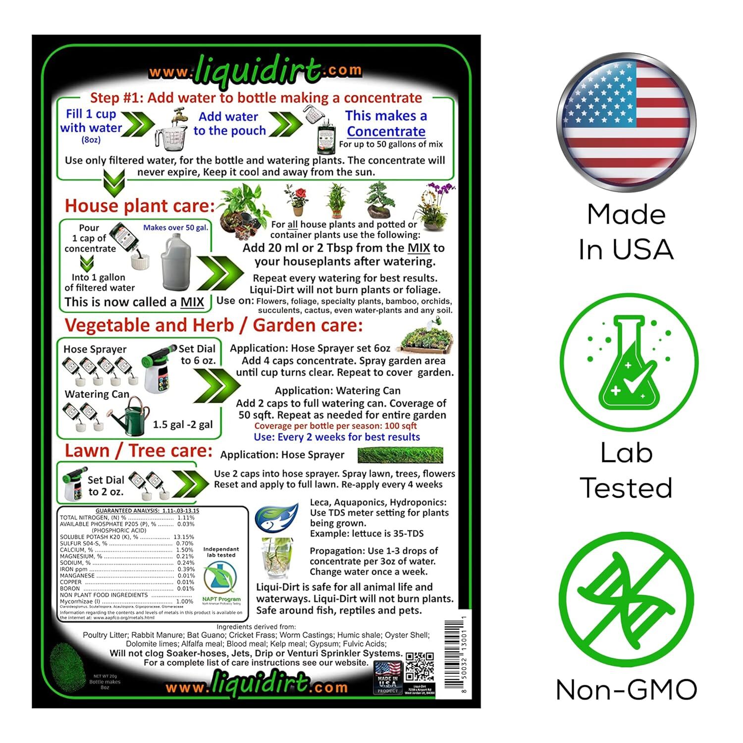 Liqui Dirt Liquid Fertilizer 50 Gallons Concentrated Plant Nutrients Eco Frie…