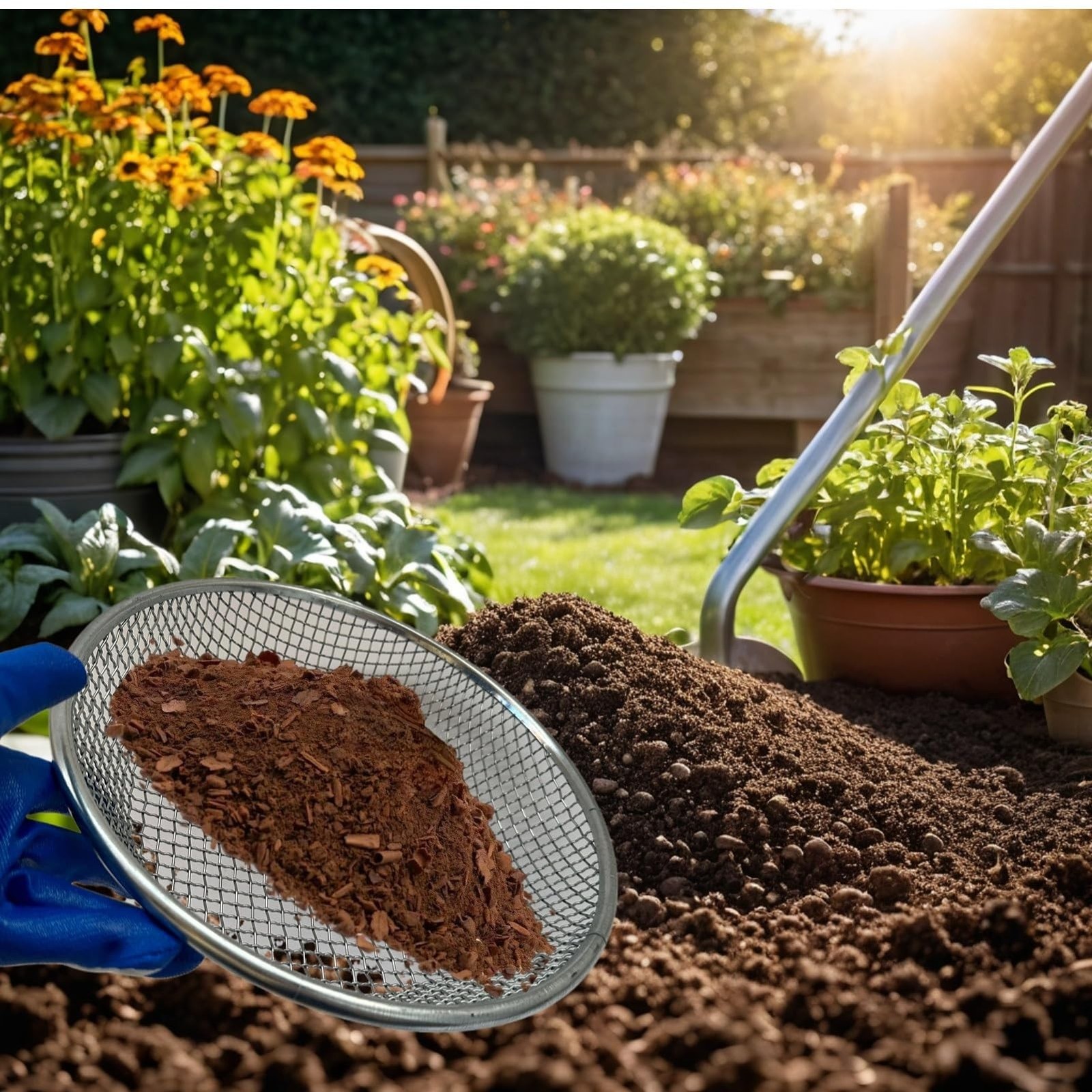 2PCS Soil Sifter for Gardening,Compost Sifter for 5 Gallon,Sieve for Compost,…