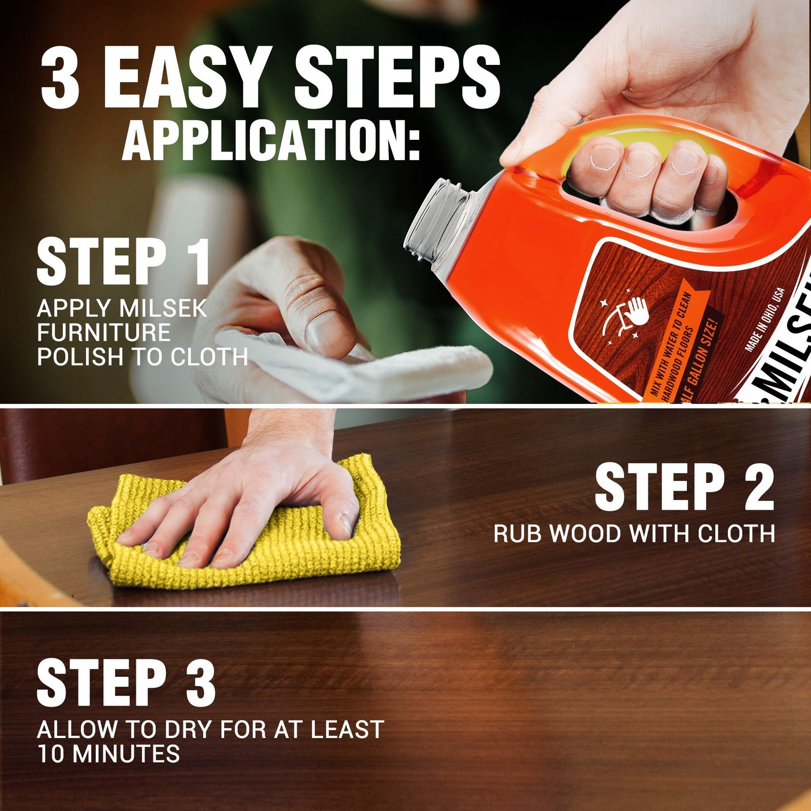Milsek Furniture Polish and Wood Cleaner with Orange Oil – Multipurpose Clean…