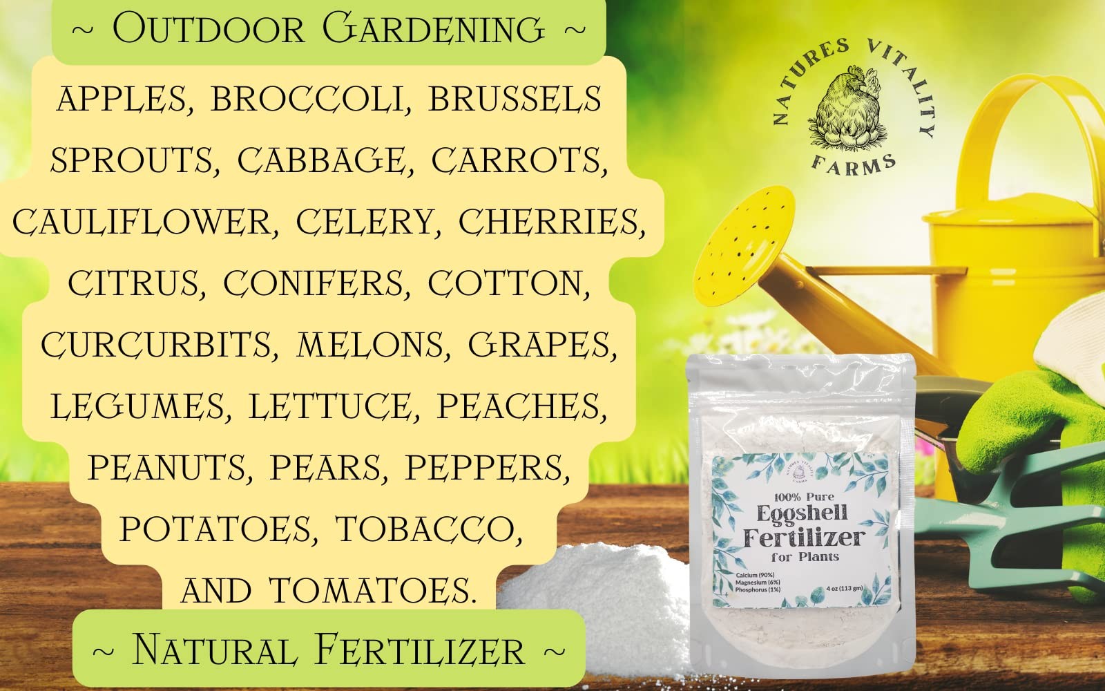 U.S.A. Eggshell Fertilizer Powder, 4 Ounce, for Tomato Plants, Orchids, Calci…
