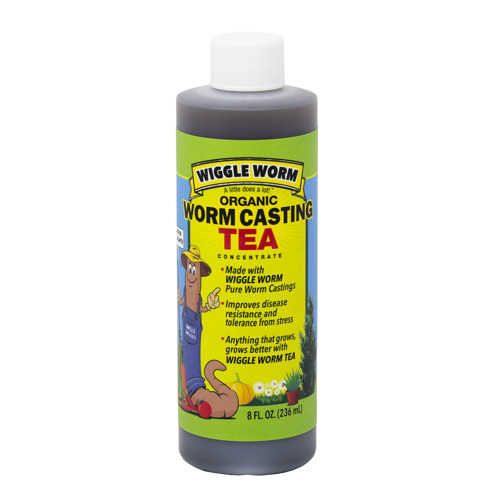 WIGGLE WORM Organic Pure Worm Castings Tea Fertilizer Liquid Concentrate, 8 Oz