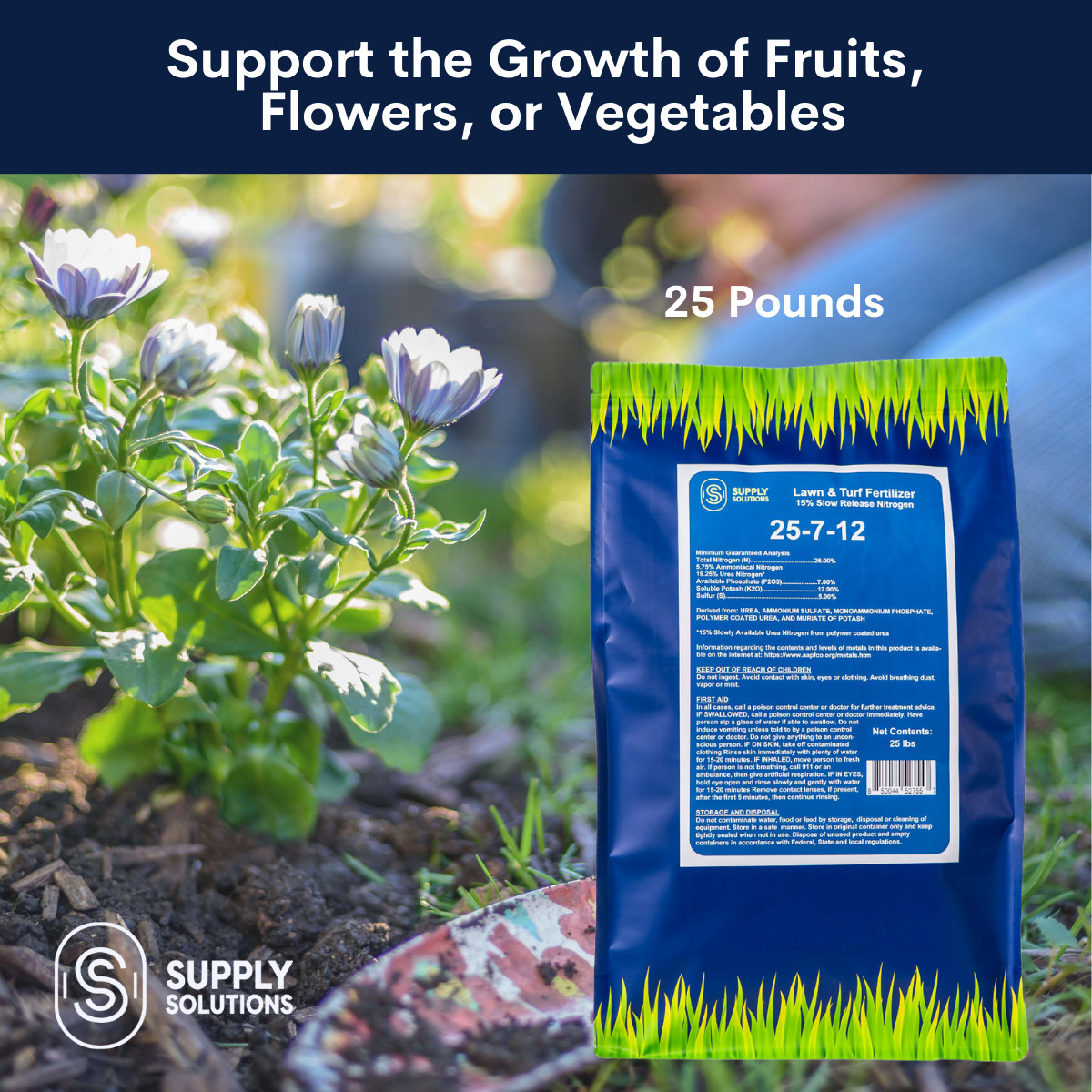25-7-12 Lawn & Turf Fertilizer – Lawn, Turf and Garden Plants Food – 25 Lbs