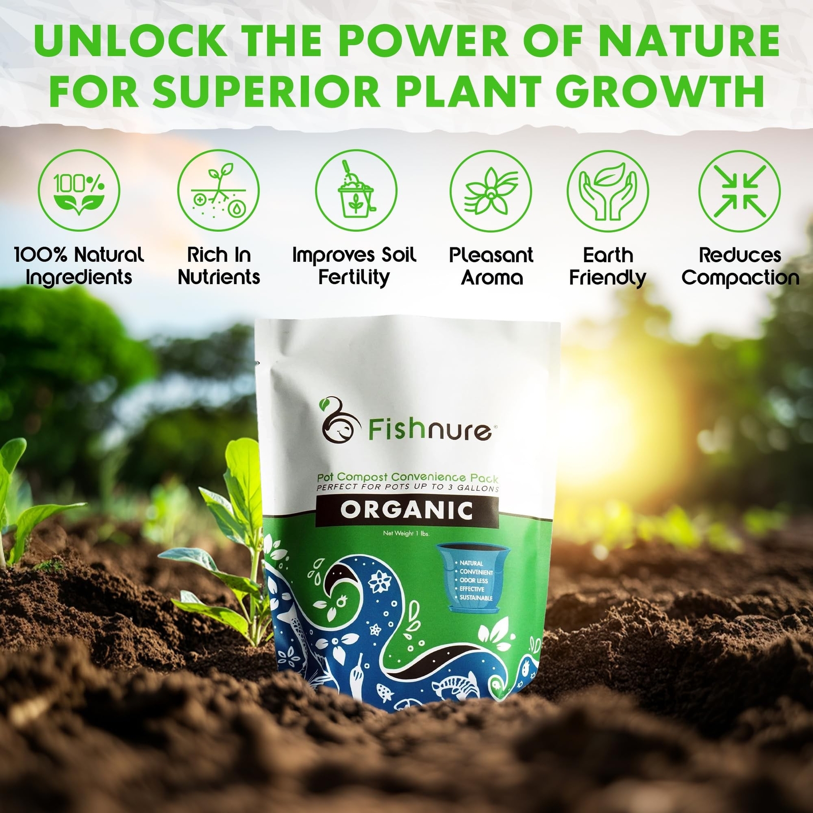Fishnure Humus Compost Fish Fertilizer- 1 LB Convenience Pack – Odorless Orga…
