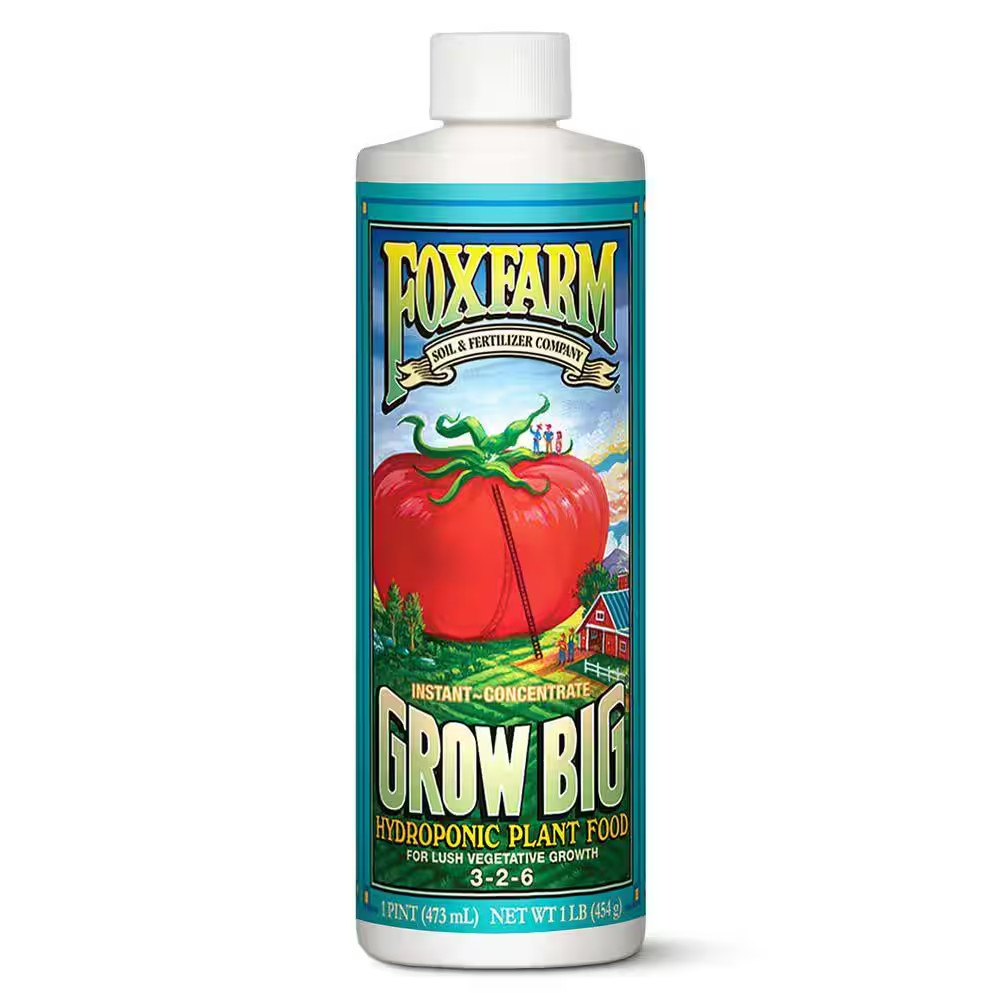 Hydro Organic Liquid Fertilizer 1-Pint, 3-2-6 for Hydroponic Systems, Vegetative