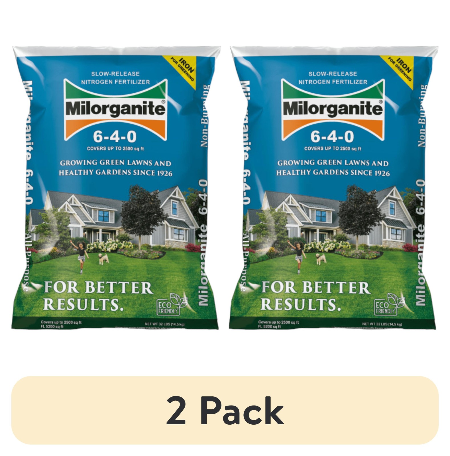 (2 pack Long Lasting All Purpose Lawn Food 6-4-0 Fertilizer 32 lb.