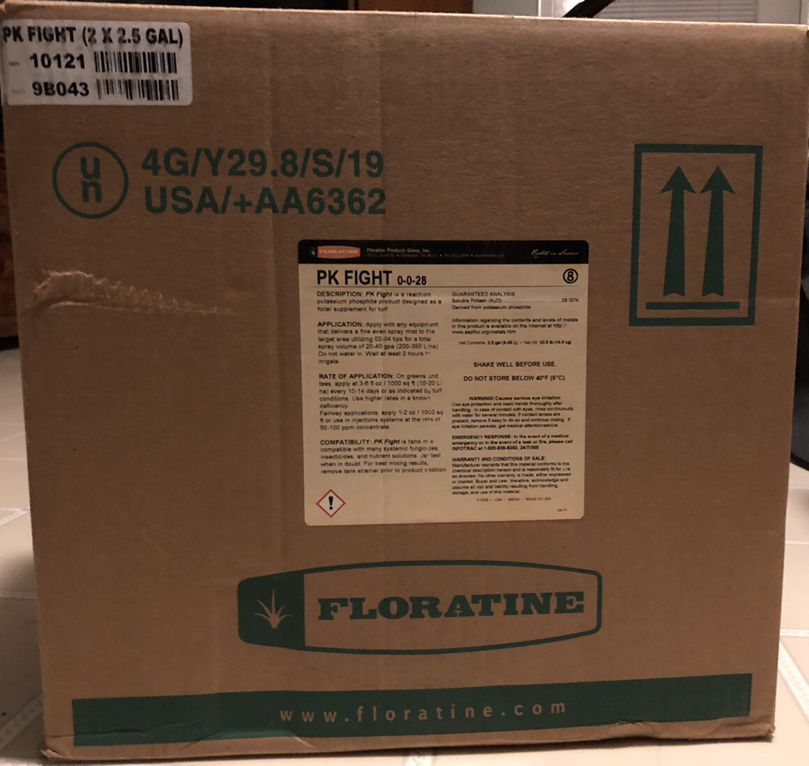 5 gallons Floratine 0-0-28 Foliar Phosphite Turf Fertilizer 2-2.5 gal. jugs