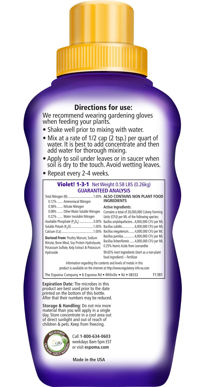 Organic Violet! 8-Ounce Concentrated Plant Food – Plant Fertilizer and Bloom …