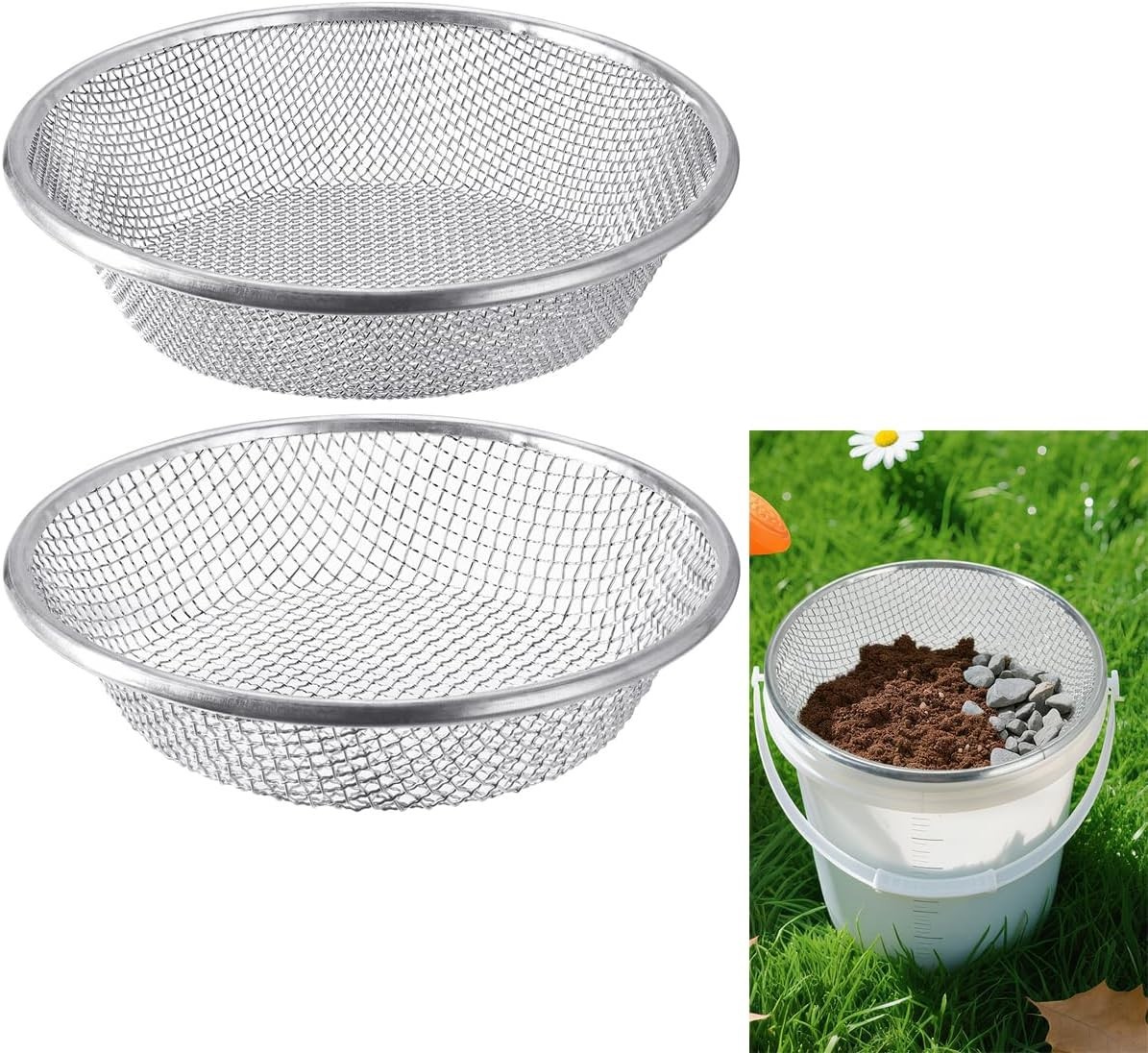 Soil Sifter Galvanized Screen, Soil Sieve for Compost Dirt Sand Rock, Rust-Re…