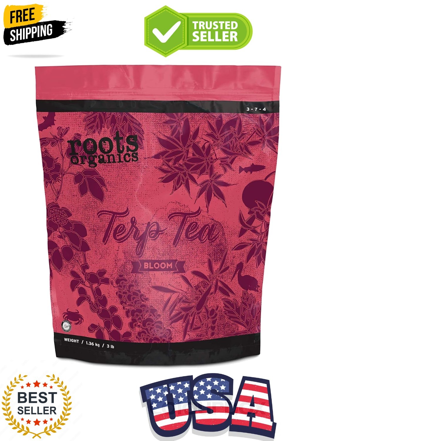 Roots Organics Terp Tea Bloom Natural Dry Gardening Fertilizer Micronized Flo…