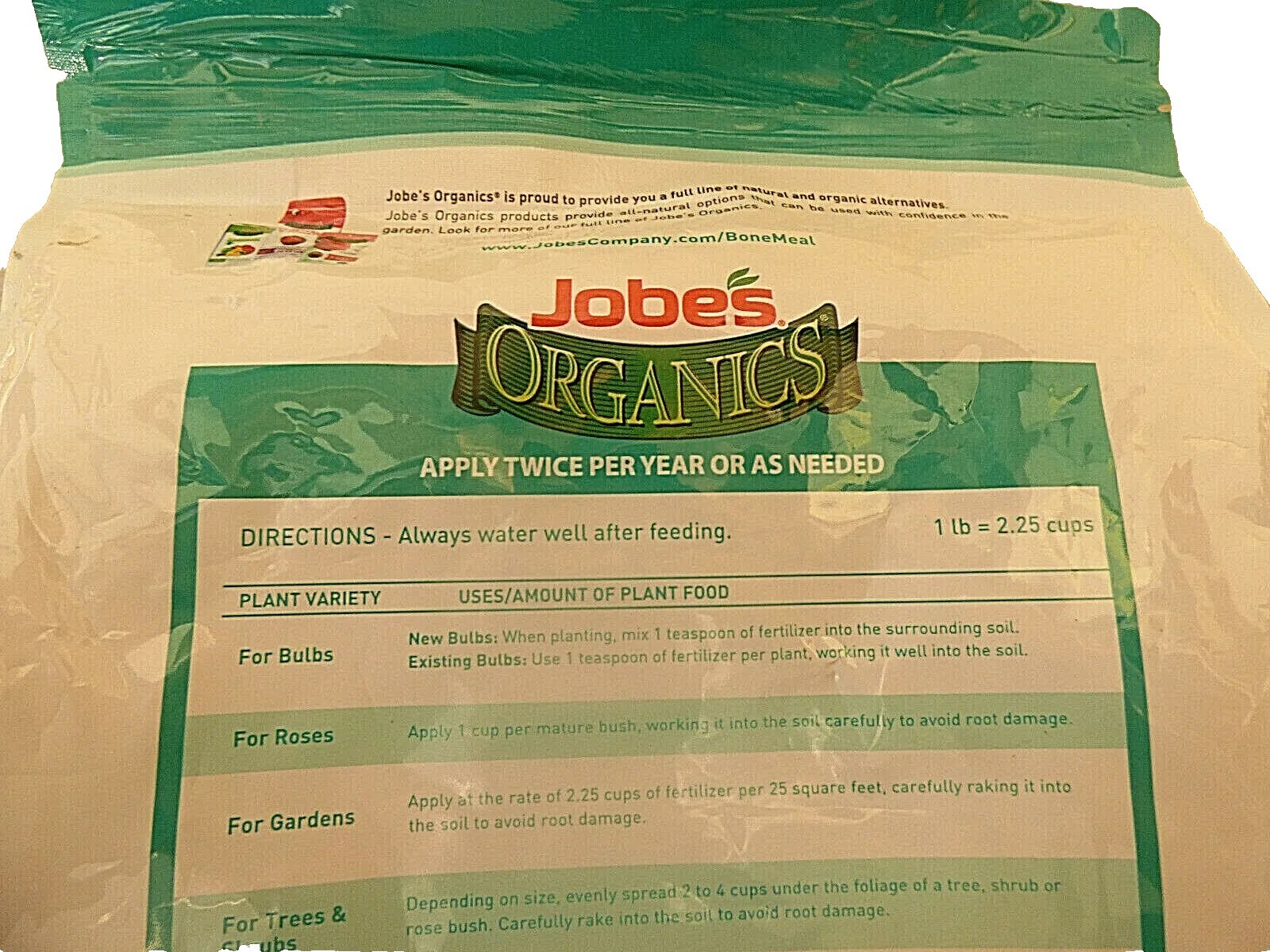 Jobe’s Organics Bone Meal Plant Food 8 Lb Bag 100% Organic Fertilizer 2-14-0