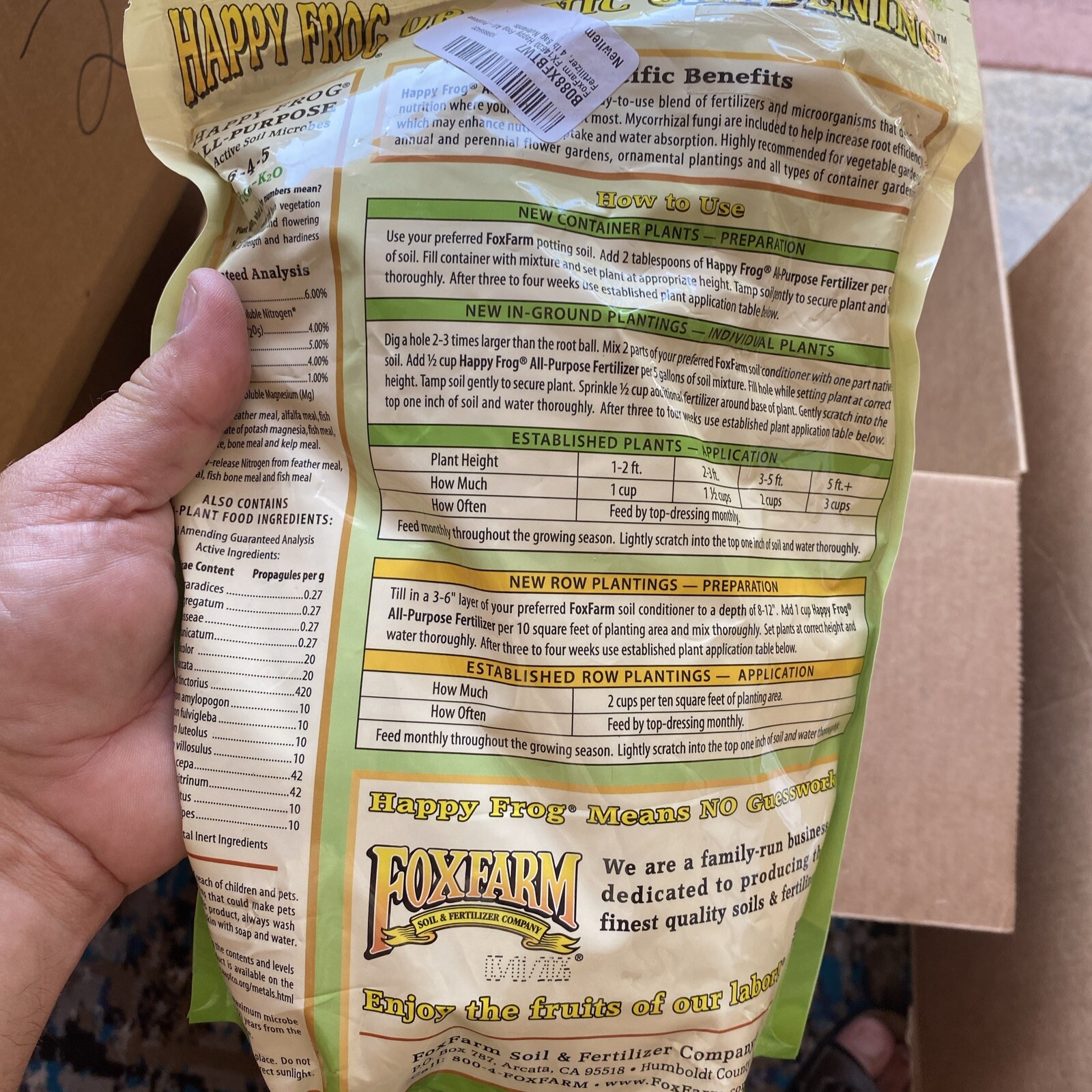 FoxFarm FX14620 Happy Frog All-Purpose Fertilizer, 4 lb Bag Nutrients