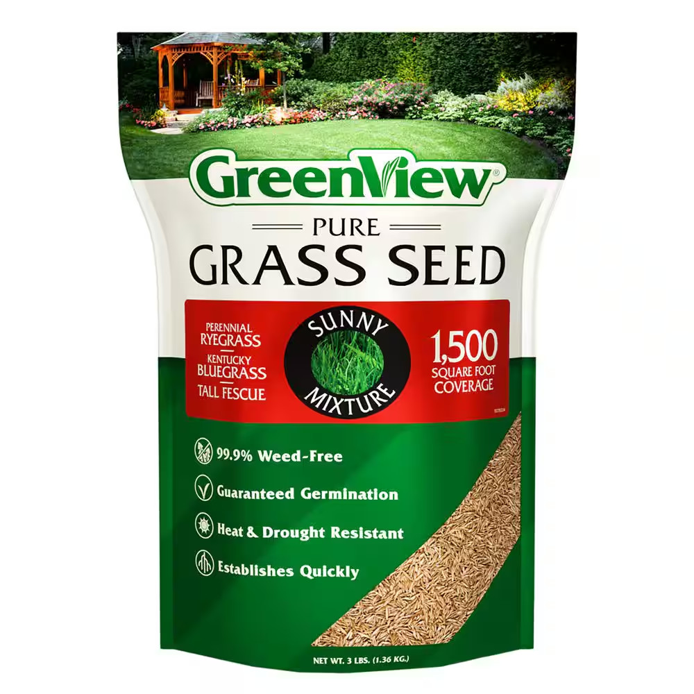 3 Lbs. Pure Grass Seed Sunny Mixture – Covers up to 1,500 Sq. Ft. Free Shipping