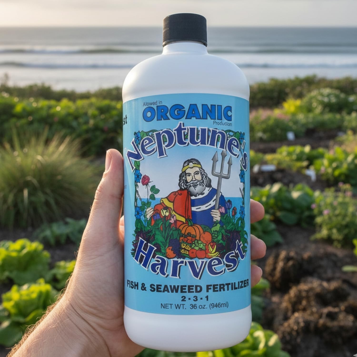36oz Organic Fertilizer with Fish and Seaweed for Vegetables, Flowers, and Lawns