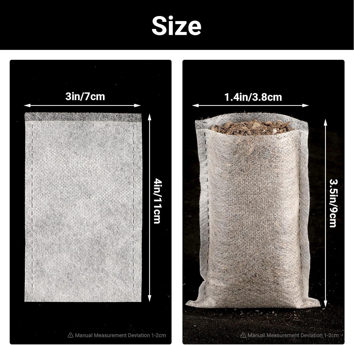 Non-Woven Nursery Bags, 200PCS 5×6 inch Fabric Planter for Plants Tree Seedling,