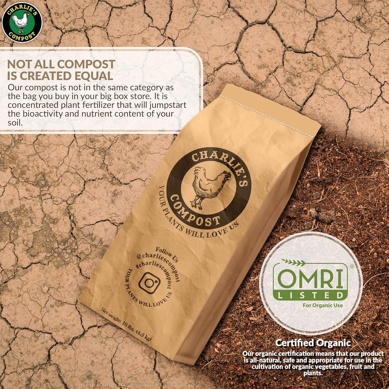 Soil Amendment 10 lb Organic Compost with Chicken Manure Biochar