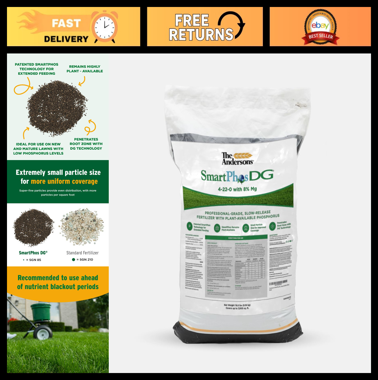 Professional-Grade SmartPhos DG 4-22-0 Fertilizer – 18lbs, High Nutrient Formula