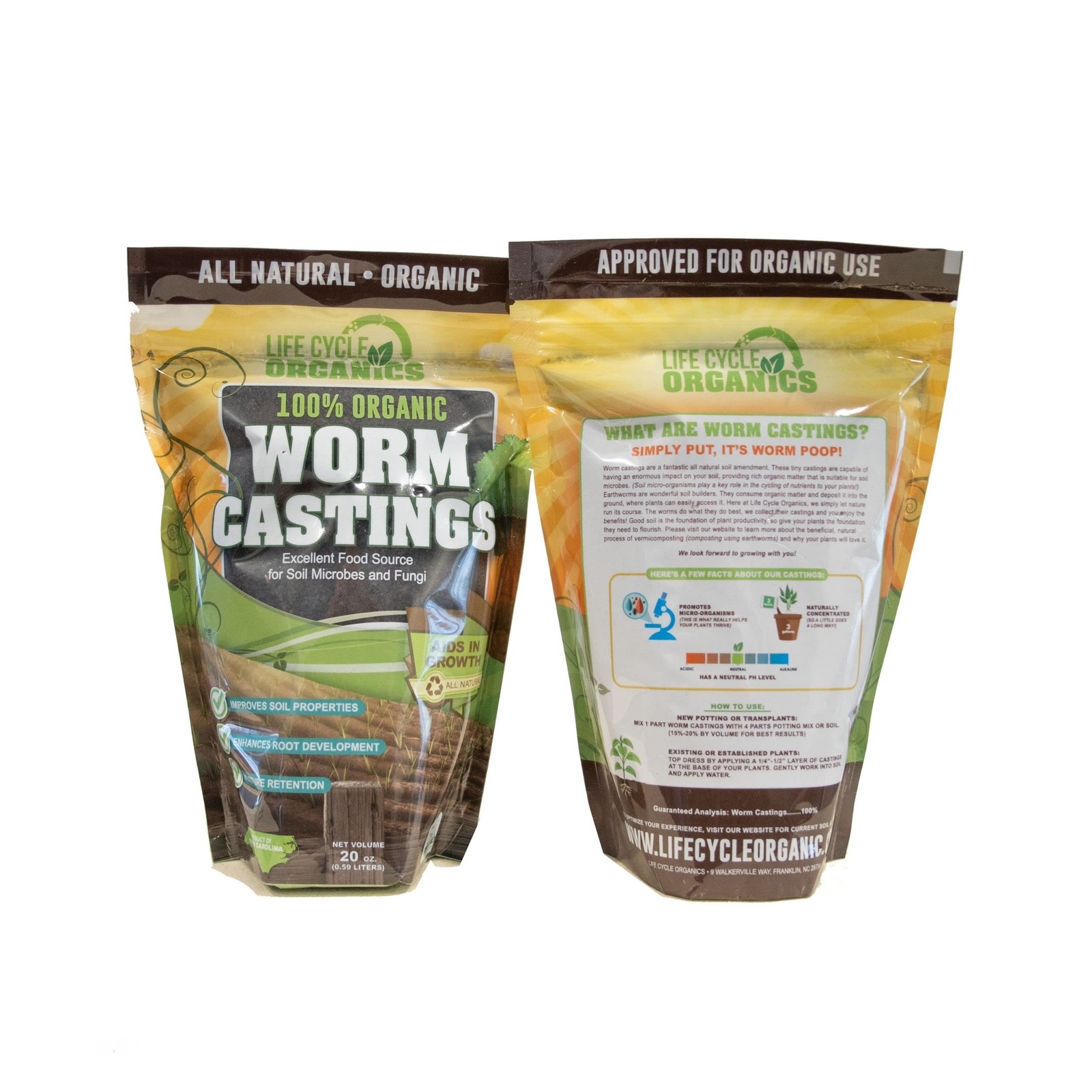 Organic Worm Castings 20 oz Natural Superfood for Healthy Plant Growth