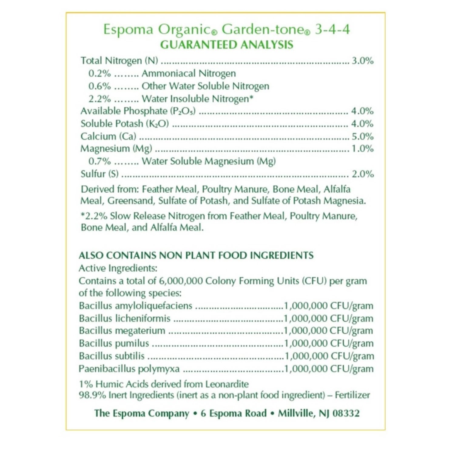 3 Pack Espoma Organic Garden-tone 3-4-4 Natural Plant Food 8lb Bag Kit