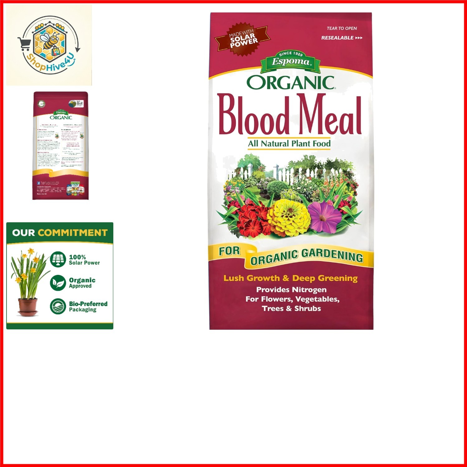 Organic Blood Meal Fertilizer 12-0-0. All-Natural Plant Food Source of Nitrog…
