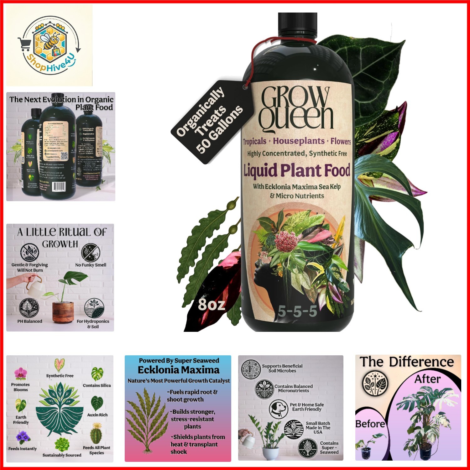 Organic Liquid Indoor Plant Food, Houseplant, Tropical & All-Purpose Indoor P…