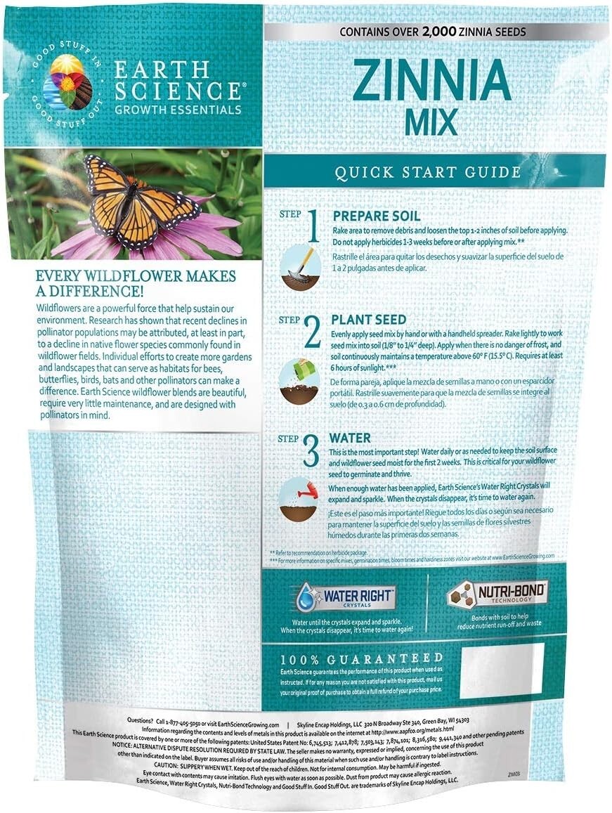Zinnia Mix from Earth Science (2 lb), 3-in-1 Mix